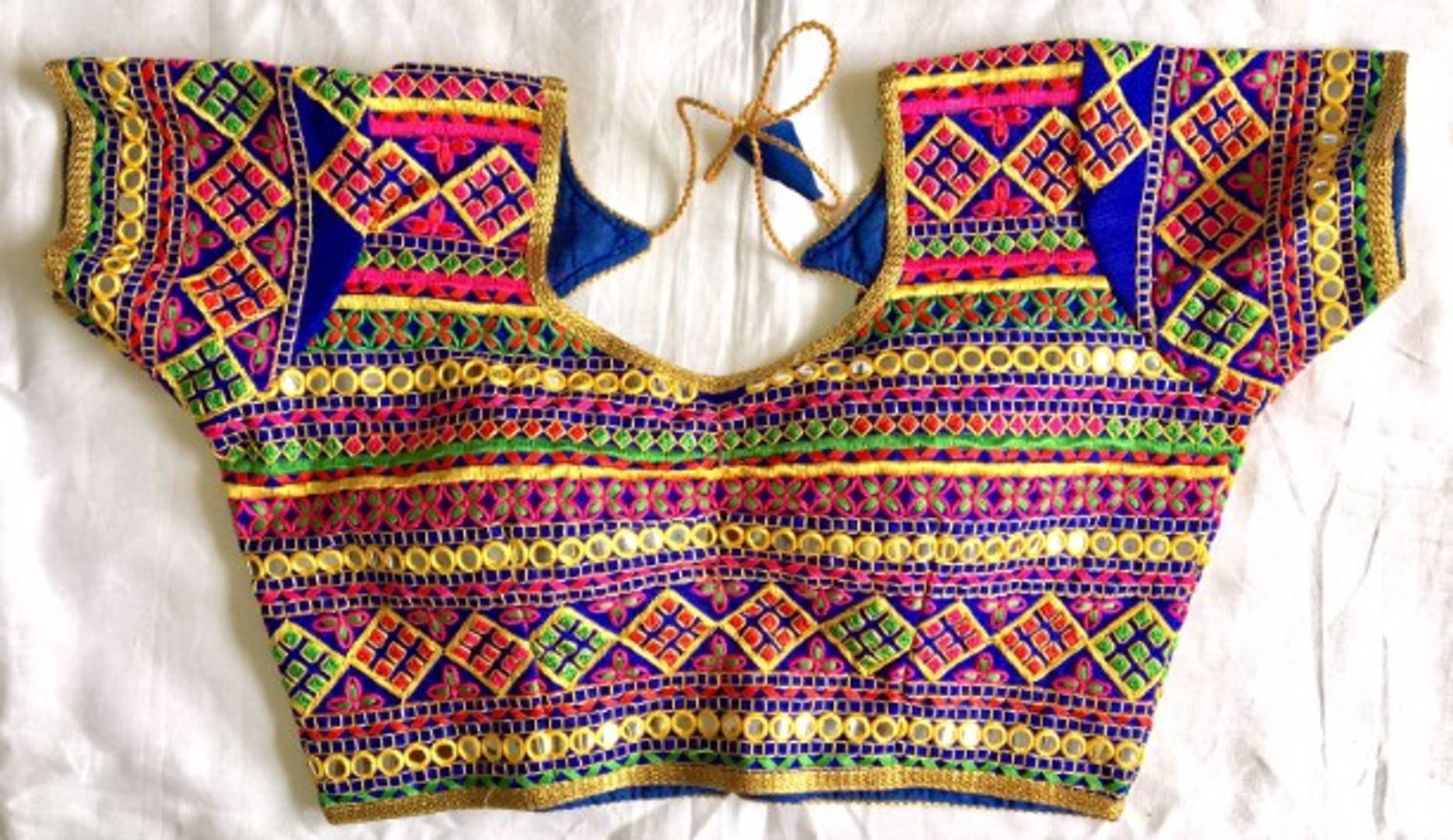 Women Silk Blend Mirror Work Design Blouse